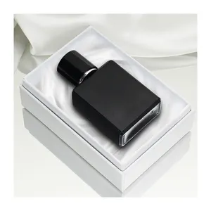 Groothandel 30Ml 50 Ml 75Ml 100Ml Lege Luxe Platte Vierkante Spray Geur Parfum Fles Zwarte Navulbare Parfum Glazen Fles