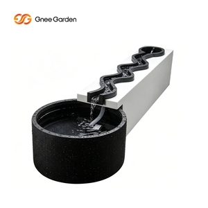 Bac à fleurs paysager en acier sur mesure avec débit d'eau, fontaine de jardin extérieure et bassin à poissons - Product Image 2