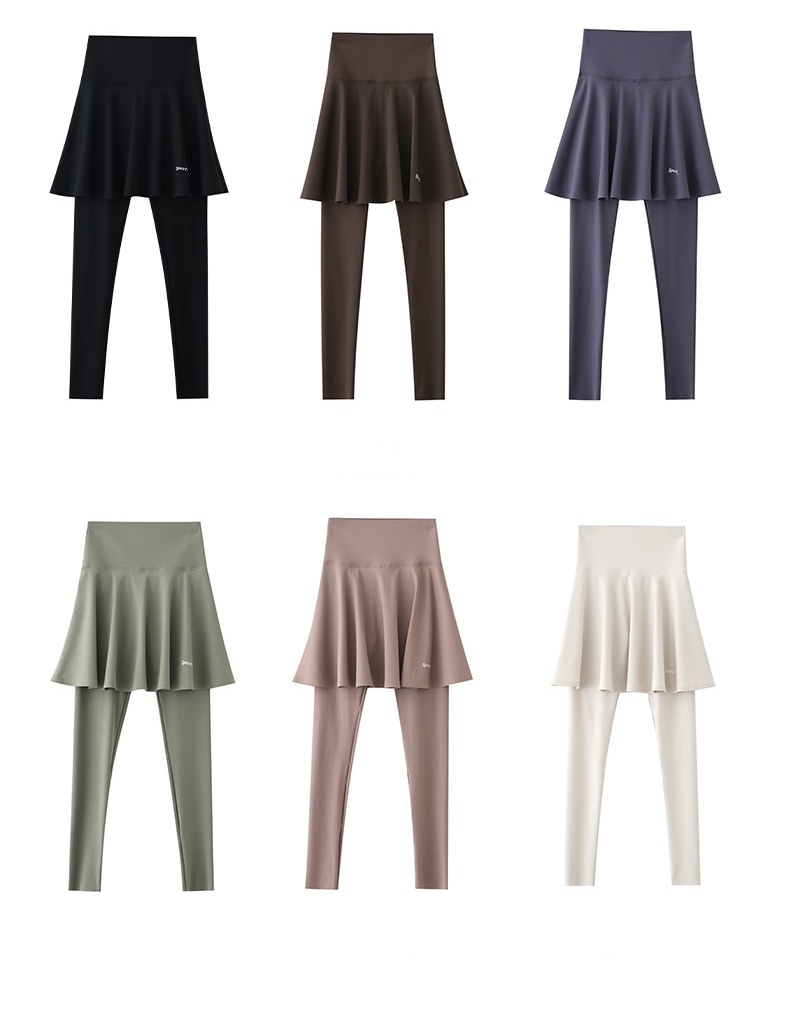 Women Nylon Spandex Custom Color Fitness Sports Wear Tennis Legging with Skirts Soft Breathable Compression Yoga Pants