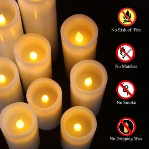 Velas LED de Cera Real para Interiores, con Llama Parpadeante sin Fuego, con Control Remoto, para Fiestas, Bodas, Decoración del Hogar, Juego de 9 - Product Image 3