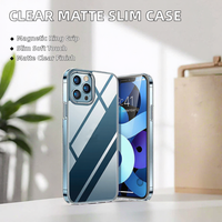 Coque de protection transparente effet seconde peau en TPU mat, étanche, avec anneau magnétique, anti-traces de doigts, fine et douce au toucher pour