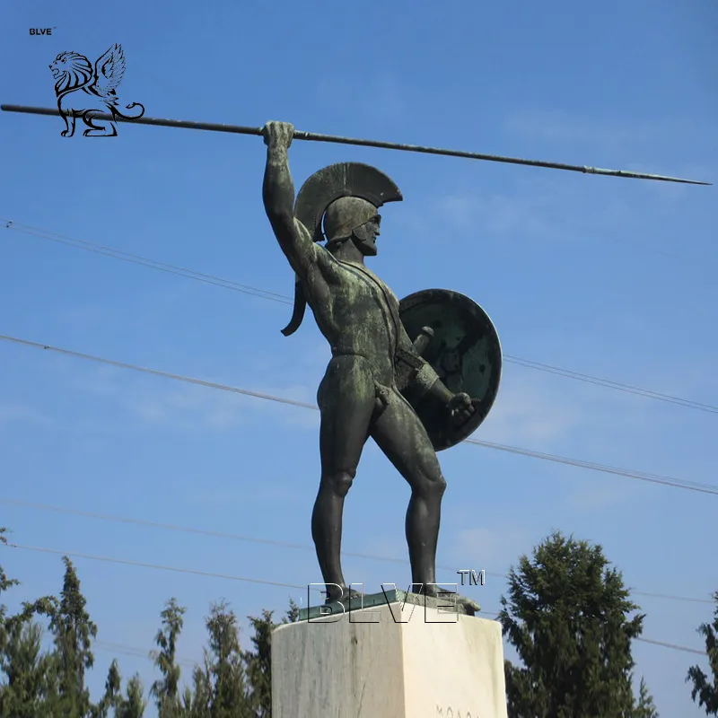 BLVE grande jardim famoso guerreiro bronze antigo rei Leonidas estátua exterior soldado romano escultura para venda
