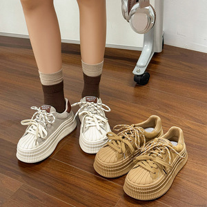 Zapatillas de Plataforma con Suela Gruesa de Cuero Genuino y Gamuza, Suela de Goma, para Mujer, Primavera-Otoño 2025, Populares y Modernas - Product Image 2