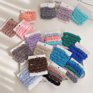 プリーツシルクヘアシュシュヘアタイパッケージセット卸売カスタムスクールシュシュヘアバンド子供用女性送料無料 - Product Image 1