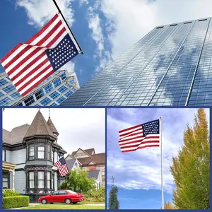 कस्टम G128 यूएसए अमेरिकी ध्वज टफवीव श्रृंखला सिले हुए 300D पॉलिएस्टर 3x5 फीट आउटडोर लाल सफेद नीले झंडे कढ़ाई के साथ