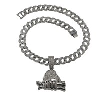 Nouveauté 2026, collier chaîne cubaine hip-hop pour homme, pendentif main dollar serti de diamants, riche pour toujours