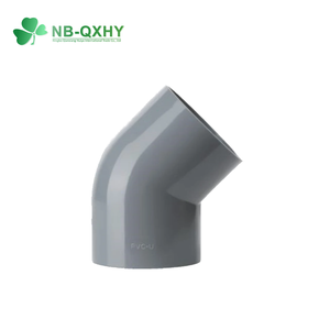 <span class=keywords><strong>Coude</strong></span> et raccords en <span class=keywords><strong>PVC</strong></span> à <span class=keywords><strong>45</strong></span> degrés en plastique gris personnalisés en usine Norme UPVC DIN pour les raccords de raccordement de tuyaux d'alimentation en eau - Product Image 1