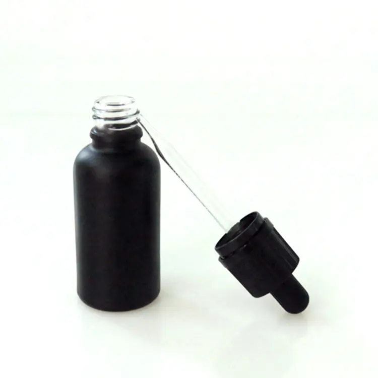 Cosmetic Packaging 5ml 10ml 15ml 20ml 30ml 50ml 100ml Black Frosted Essential Oil Glass Gold And Silver Dropper Bottle