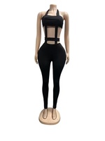 Nouvelle Collection Été : Ensemble Combinaison Moulante Sexy Sans Manches à Bretelles et Taille Haute, Couleur Unie, Style Streetwear Évidé