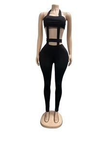Nouvelle Collection Été : Ensemble <span class=keywords><strong>Combinaison</strong></span> Moulante Sexy Sans Manches à Bretelles et Taille Haute, Couleur Unie, Style Streetwear Évidé - Product Image 5