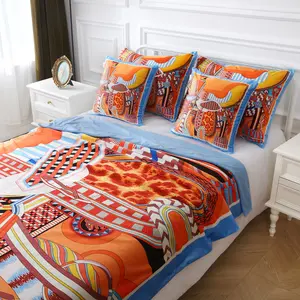ベッド & ソファ用の2層スーパーソフトシルキーフィーリングブランケットプリント装飾オールシーズン使用