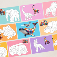 Ensemble de puzzles autocollants à faire soi-même pour enfants, jeu d'activités créatives d'art et d'artisanat, puzzle de peinture à stickers multi-thèmes pour enfants