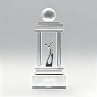 Trophée de golf personnalisé en cristal de haute qualité avec figurine de joueur en métal or, argent, bronze, logo personnalisé, pour un coup de golf à la par.