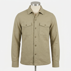 <strong>Men's</strong> Shacket <strong>Shirt</strong> Jacket OEM Manufacturer Custom Minimalist Cotton <strong>Linen</strong> Blend Pre-shrunk Slim Fit Urban Outerwear <strong>UK</strong> - Product Image 1