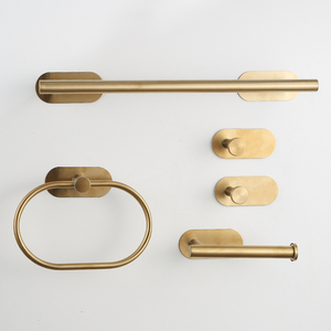 Ensemble de porte-serviettes de salle de bain moderne en laiton avec barre, anneau et crochet, fixation murale, finition antique - Product Image 2