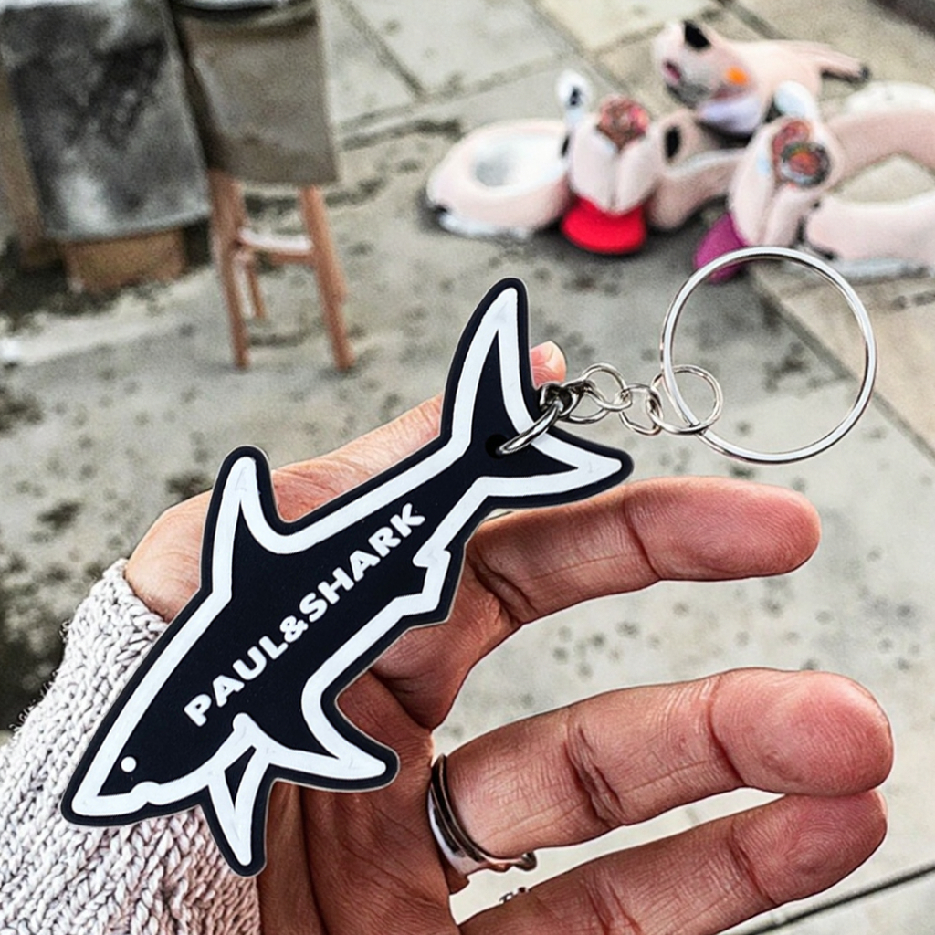 Customized Stylish Double-Sided PVC Shark Pattern Keychain PVC Bag