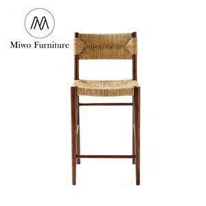 Midcentury nhà bếp cổ điển cỏ mây ghế thiết kế dệt mây cổ thanh ghế hộ gia đình bằng gỗ nho quầy <span class=keywords><strong>bar</strong></span> Phân - Product Image 1