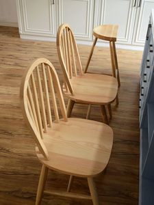 Ensemble de 2 chaises de salle à manger en bois <span class=keywords><strong>Giantex</strong></span>, pieds en bois massif Windsor, dossier haut, barres transversales en forme de H, style vintage campagnard - Product Image 5