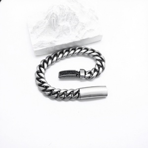 Stainless Steel Cuban Chain Bracelet with Carved Rose Flower Clasp Gothic Punk Style Vintage Jewelry Gift <b>for</b> <b>Men</b> - Product Image 3