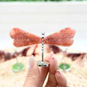 Natural Red Fire Quartz Dragonfly Polished <b>Crystal</b> Dragonfly Ornament Popular Birthday Holiday Gift - Product Image 2