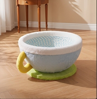 Lit d'intérieur pour animaux de compagnie, arbre à gratter et panier de protection pour chiens et chats, en panneau de densité en papier de chanvre, style enroulé de corde, forme tasse à café