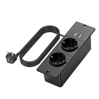 Multiprise de Conférence Encastrée avec 2 Prises CA, 2 Ports USB-A, Bloc d'Alimentation de Bureau pour Table Basse ou Table d'Appoint