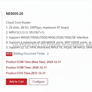 HW NE9000-20เราเตอร์เครือข่าย IP ระดับองค์กร88036SRS CR9S9KSRV680 NetEngine9000ฟังก์ชั่น SRv6ใบอนุญาตเข้ากันได้กับบอร์ดที่ไม่ใช่ CM - Product Image 1