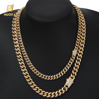 Collier chaîne cubaine NUOYA 10 mm en moissanite VVS, plaqué or 18 carats, en acier inoxydable, style hip-hop glacé pour hommes