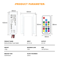 Penjualan Panas Saklar Sensor Sentuh Cermin RGB Multi-Warna DC12V 72W dengan Remote Nirkabel RF untuk Pencahayaan Cermin Kamar Mandi.