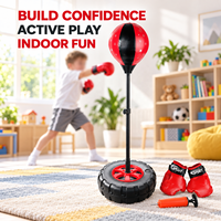 Ballon de frappe réglable pour enfants avec support à ressort, gants et pompe, ensemble de boxe pour enfants pour débutants