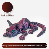 Figurine de chat sans poils imprimée en 3D de 19,6 cm, statue de chat réaliste sans fourrure, queue flexible, décoration de bureau