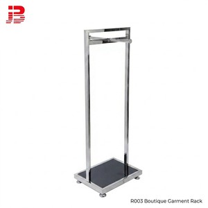 Espositore per Abbigliamento in Acciaio Inox di Lusso con Specchio Cromato, Stand Espositivo per Negozi di Alta Gamma, Rastrelliera Multifunzione - Product Image 2