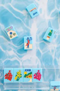 Fichas de Mahjong <span class=keywords><strong>RIVIERA</strong></span> JET SET personalizadas de fábrica, color azul Portofino, de acrílico tallado de lujo, estilo americano, para vacaciones en la costa. - Product Image 3
