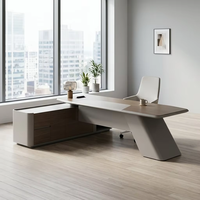 Bureau de direction minimaliste en mélamine gris, table de bureau à domicile, mobilier de direction, design professionnel, qualité haut de gamme