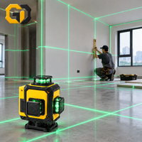 Niveau laser vert 4D GUANDE 16 lignes 505-520nm, outil d'alignement industriel électronique auto-nivelant avec trépied