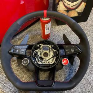 Volante Deportivo de Fondo Plano con Revestimiento de Cuero para Audi <span class=keywords><strong>A6</strong></span> C7 A3 A4 B8 B9 S5 A5 Q5 RS3 RS7 A7 Q7 - Product Image 6