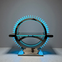 Station DJ de style technologique moderne avec éclairage RGB, logo lumineux personnalisé, table de DJ avec découpe de circuit imprimé pour clubs, salons et événements
