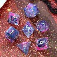Ensemble de 7 dés DND de couleurs mélangées - Dés en résine à bords tranchants avec boîte en fer pour cadeau de maître de jeu