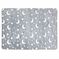 Couverture pour animaux de compagnie qui brille dans le noir, couverture en flanelle douce pour chien et chat, motif étoile et lune, confortable et lavable