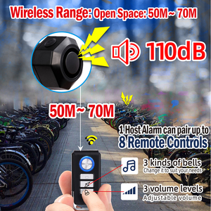 <span class=keywords><strong>Alarm</strong></span> Sepeda Multi-Level Sensing 110dB, Rechargeable, Detektor Gerak, Remote Control, Sensor Getaran untuk Sepeda Jalan dan Garasi - Product Image 3