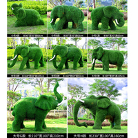 Décoration de jardin extérieur figures d'animaux grandeur nature résine fibre de verre plantes vertes animal éléphant zoo thème parc décor de jardin