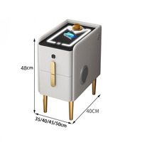 Table de chevet intelligente avec charge sans fil + lumière 3 couleurs + USB + verrouillage par empreinte digitale + multiprise intégrée