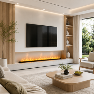 Tonya <span class=keywords><strong>Cheminée</strong></span> électrique moderne personnalisable de 1500 mm à 1800 mm, blanche, avec faux <span class=keywords><strong>marbre</strong></span> et cadre en <span class=keywords><strong>marbre</strong></span>, autoportante - Product Image 4