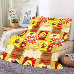 Manta de Franela Suave y Cálida con Diseño de Mono Curioso de Dibujos Animados Retro Personalizada al por Mayor para Invierno - Product Image 2