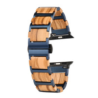 Correa de Acero Inoxidable y Madera Hecha a Mano de 20 mm de Ancho para Relojes Iwatch Series, Gran Venta en Europa y América