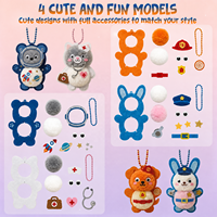 Kit de loisirs créatifs pour porte-clés et breloques animales en feutre avec pompons moelleux, motifs animaux, vente en gros pour cadeaux de fête
