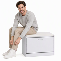 Meuble de rangement à chaussures moderne en bois avec banc en mousse PU, à poser au sol, pour entrée et couloir, capacité jusqu'à 11 paires