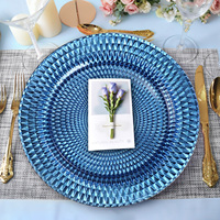 Assiettes de présentation en verre violet écologiques pour mariage – Lot de chargeurs de table en verre pour décoration de mariage