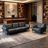 Ensemble de canapé de bureau sectionnel en cuir synthétique à dossier haut, style minimaliste moderne |   Salon de style italien |   Modulaire de luxe