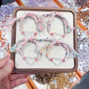 天然水晶ブレスレット ビーズ付き レッド 手編み レディースジュエリー ファッションギフト 調節可能ブレスレット 卸売 - Product Image 4